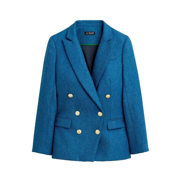 NWT J.Crew Brynn Blazer in Aqua Blue Herringbone English Wool Jacket 12 - Picture 6 of 7
